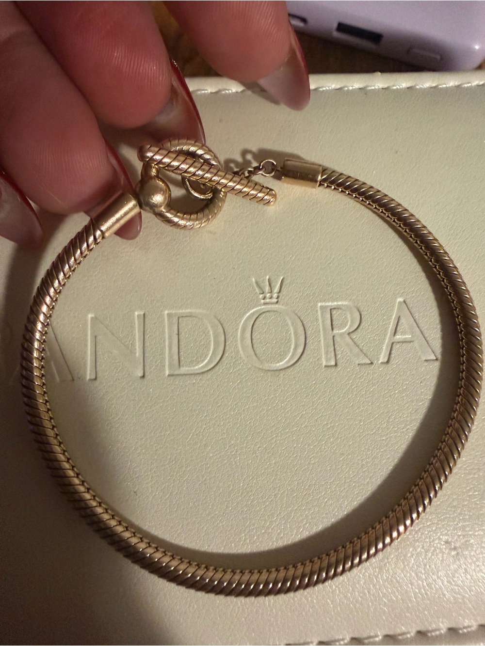 Pandora Rose Gold T Bar Snake Bracelet